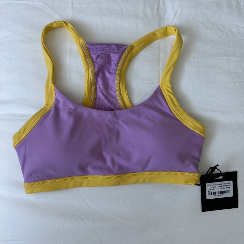 Meshki Becca Two Tone Sports Bra Lilac/Yellow